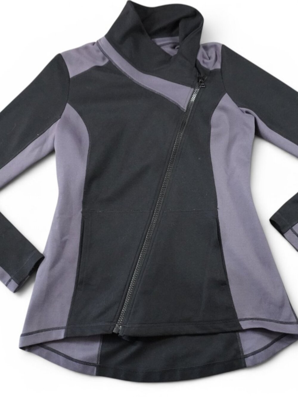 CAbi Dash Jacket Womens Medium Black Gray Softshell Athletic Moto Stretch